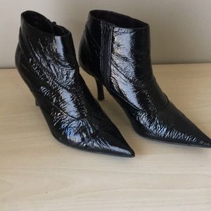 Patent leather black ankle boots 2.5” high